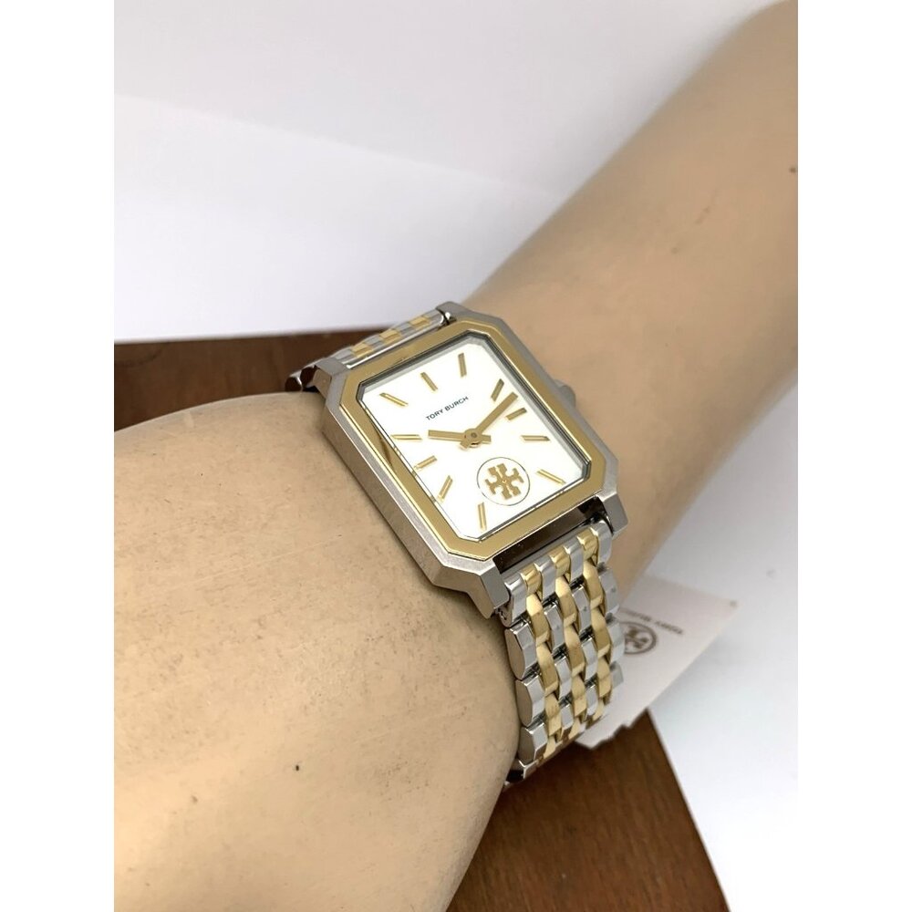 Tory Burch Women's Watch TBW1501 Cream Dial Gold Quartz Tank Two Tone Steel - Picture 6 of 14